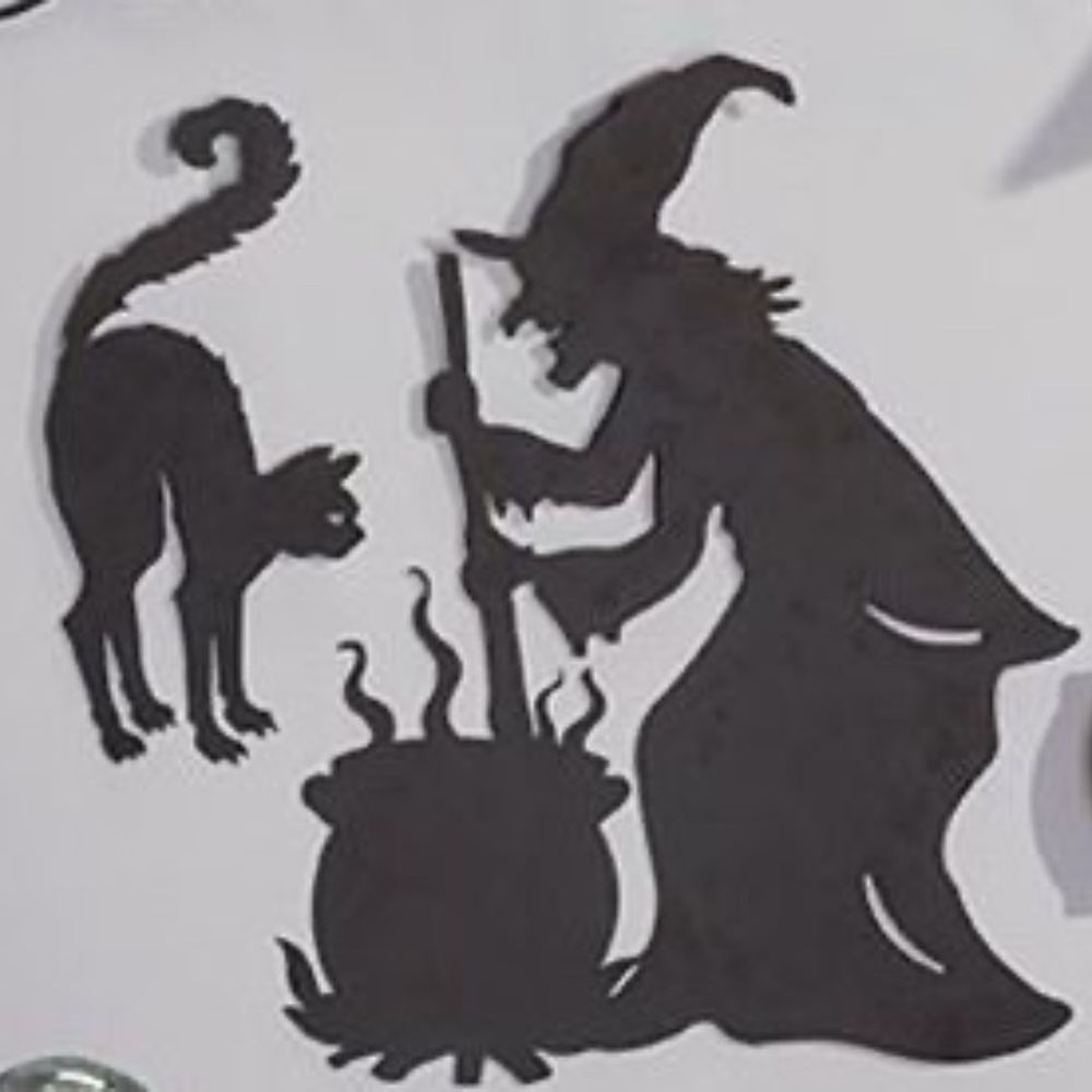 2pcs Witch w Cauldren and Black Cat Black Metal Wall Decoration Halloween  New